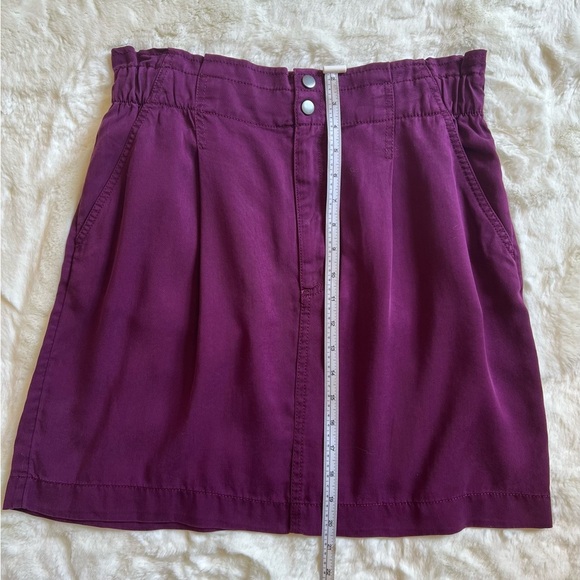 LOFT Emory Paperbag Waist Skirt | Plum Burgundy | Size 6 - Picture 4 of 7